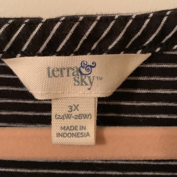 EUC Terra & Sky black&white striped midi stretchy dress w/pockets 3x(24W-26W) - Picture 9 of 11